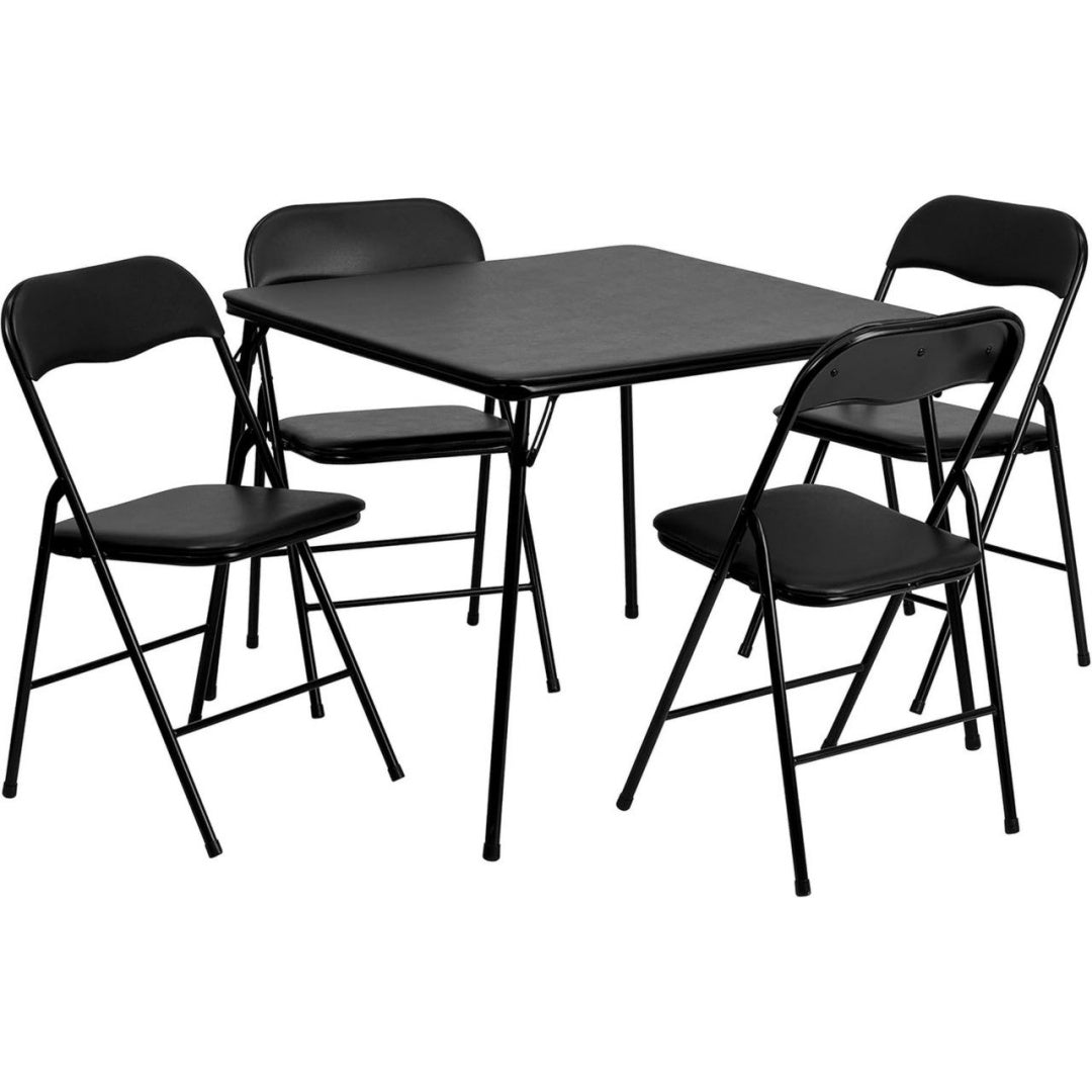 Set tavolo e sedie Nero - Pieghevole